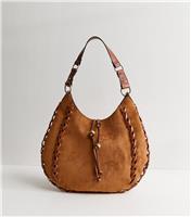 Tan Faux Suede Scooped Hobo Shoulder Bag New Look