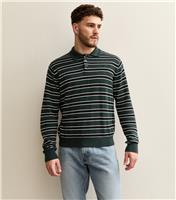 Men's Green Regular Striped Polo Jumper Jack & Jones New Look