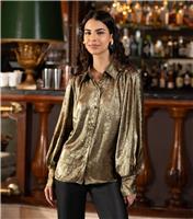 Women's Metallic Gold Relaxed Shirt Yumi New Look