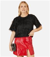 Women's Black Relaxed Lurex Relax Top Yumi New Look