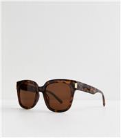 Brown Tortoise Effect D Frame Sunglasses New Look
