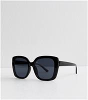 Black Chunky D Frame Sunglasses New Look