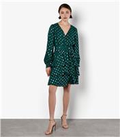 Women's Black Foil Spot Layered Long Sleeve Dress Apricot New Look