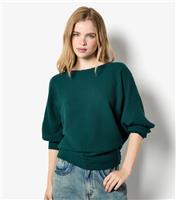 Women's Dark Green Mini Rectangles Batwing Jumper Apricot New Look