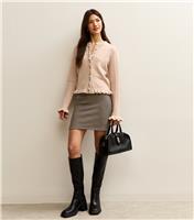 Women's Brown Wavers Jacquard Tube Skirt New Look