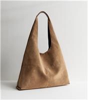 Camel Oversized Faux Suede Panel Tote Bag Vegan New Look