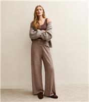 Women's Mink Crinkled Drawstring Wide Leg Trousers New Look