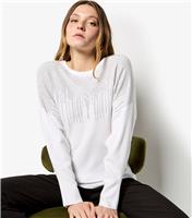 Women's White Chandelier Stud Batwing Jumper Apricot New Look