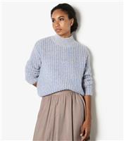 Women's Pale Blue Fisherman Mixed Knit Yarn Jumper Apricot New Look