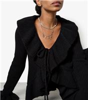 Women's Black Ruffled Tie Front Cardigan Apricot New Look