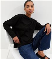 Women's Black Heavyweight Cotton Long Sleeve T-Shirt New Look
