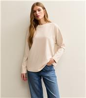 Women's Stone Heavyweight Cotton Long Sleeve T-Shirt New Look