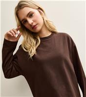 Women's Dark Brown Long Sleeve Skater T-Shirt New Look