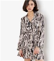 Women's Stone Tie Dye Print Mini Shirt Dress Apricot New Look