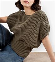 Women's Khaki Chunky Knit Jumper Apricot New Look