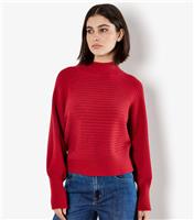Women's Red High Neck Batwing Sleeve Jumper Apricot New Look