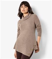 Women's Stone Cowl Neck Asymmetric Hem Top Apricot New Look