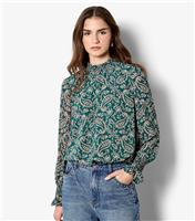 Women's Green Paisley Print Chiffon Blouse Apricot New Look