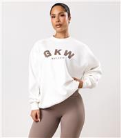 Women's Cream Appliqu Logo Oversized Sweatshirt Gym King New Look