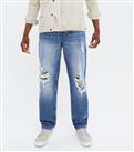 Men's Bright Blue Ripped Relaxed Fit Jeans New Look