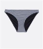 Black Gingham Hipster Bikini Bottoms New Look