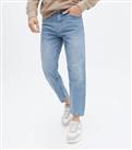 Men's Pale Blue Crop Straight Fit Jeans New Look