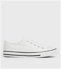 White Stripe Canvas Lace Up Trainers New Look Vegan