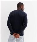 Men's Navy Cable Knit Long Sleeve Crew Neck Jumper New Look