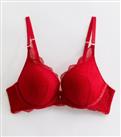 Red Floral Lace Diamant Boost Bra New Look