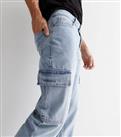 Men's Pale Blue Cargo Jeans New Look