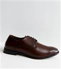 Men's Dark Brown Leather Derby Shoes New Look