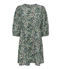 JDY Green Floral Crew Neck 3/4 Sleeve Mini Dress New Look