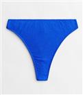 Bright Blue Glitter Spot Thong Bikini Bottoms New Look