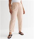 Curves Stone Linen Joggers New Look