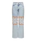 ONLY Pale Blue Paisley Knee Patch Mid Rise Wide Leg Jeans New Look