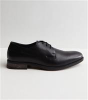 Men's Jack & Jones Dark Grey Leather Lace Up Rounded Brogues New Look