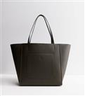 Khaki Leather-Look Slouch Tote Bag New Look