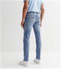 Men's Jack & Jones Blue Ripped Seam Slim Fit Jeans New Look