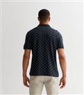 Men's Farah Navy Print Short Sleeve Polo Shirt New Look