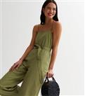 Olive Strappy Wide Leg Jumpsuit New Look