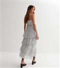 White Doodle Strappy Tiered Midi Dress New Look