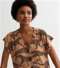 Brown Leopard Print Button Front Mini Smock Dress New Look