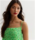 ONLY Green Ditsy Floral Satin Strappy Mini Dress New Look