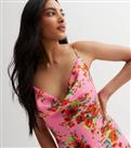Pink Floral Cowl Neck Strappy Midi Dress New Look