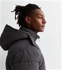 Men's Black Hooded Puffer Jacket New Look