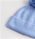 Girls Pale Blue Glitter Knit Pom Pom Bobble Hat New Look