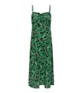 ONLY Green Floral Tie Front Midi Dress New Look