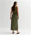 Khaki Split Hem Cargo Midaxi Skirt New Look