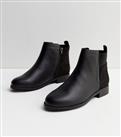 Extra Wide Fit Black Leather-Look Contrast Chelsea Boots New Look