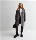 Petite Grey Lined Long Formal Coat New Look